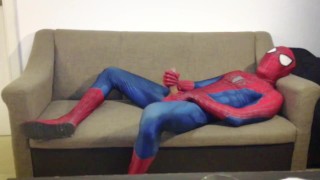 horny-spiderman-jerks-off-and-cums-massive-load